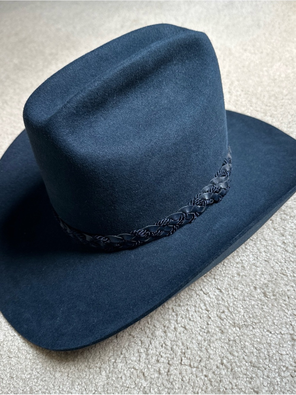 Biltmore Navy Blue Silver Buckle 4XXXX Felt Cowboy Western Hat with Braided Band